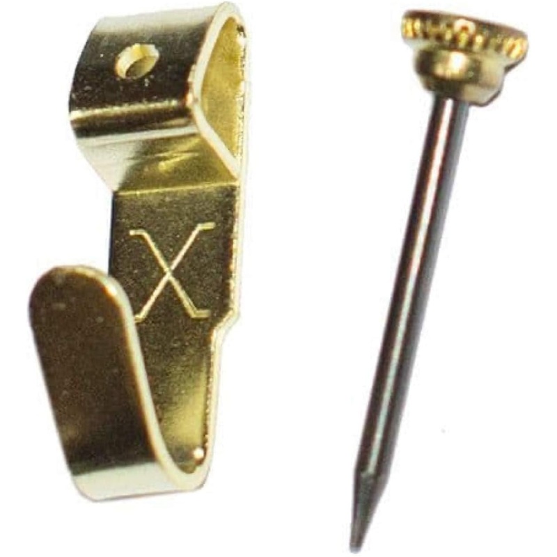 X Original Patent Steel Picture Hooks – Brass Plated (Box Pack) No.1