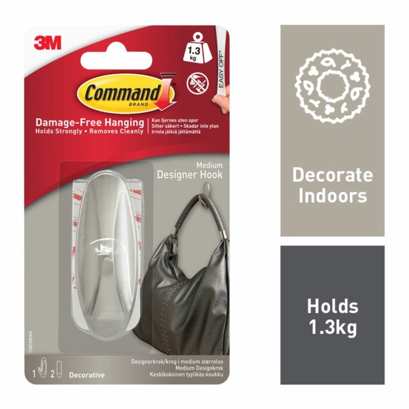 Command Medium Brushed Nickel Designer Hook