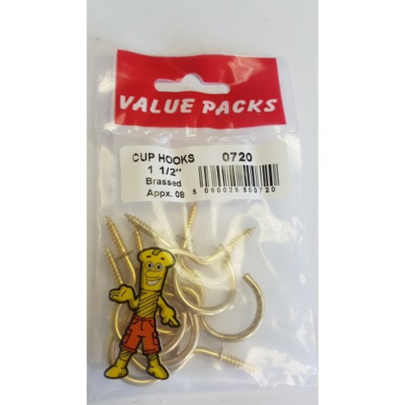 Fast Pak 1 1/2” ( 40mm ) CUP HOOKS BRASSED
