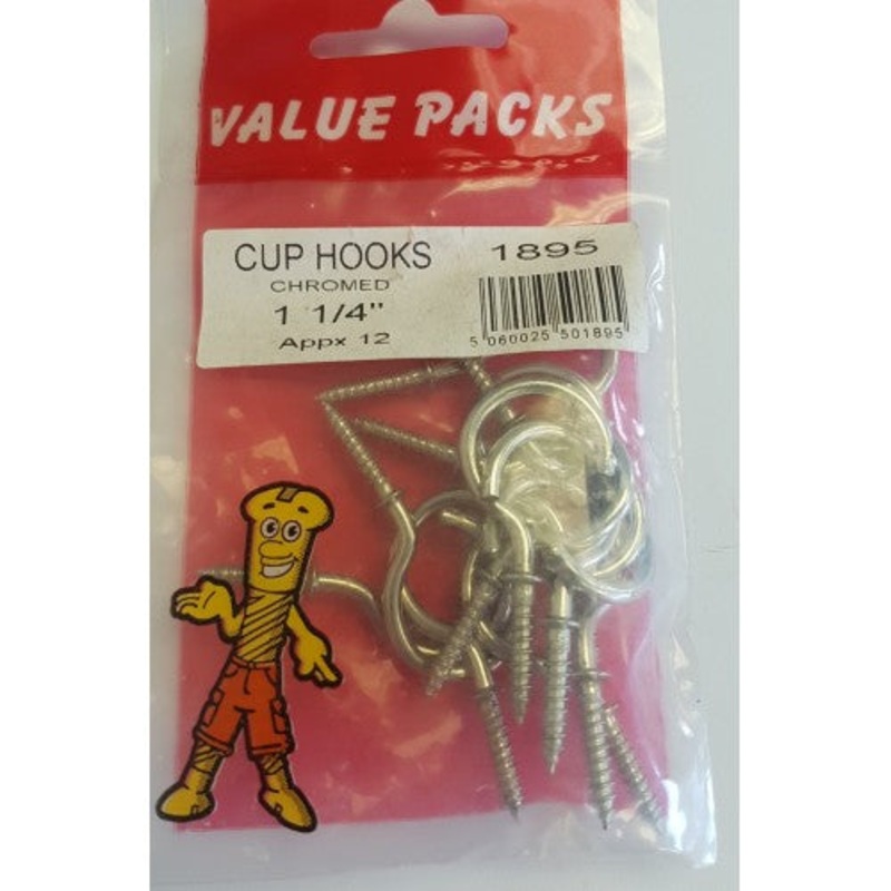 Fast Pak 1 1/4” ( 30mm ) CUP HOOKS CHROMED