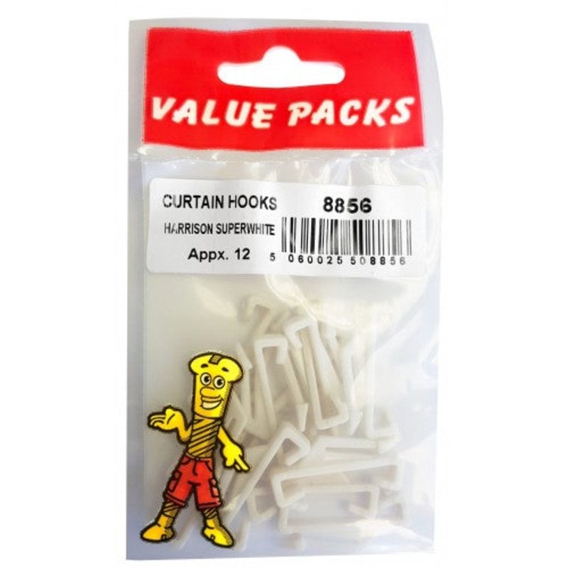 Fast Pak HARRISON SUPER WHITE CURTAIN HOOKS