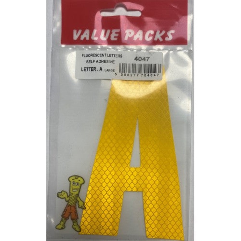 Fast Pak LETTER A EXTRA LARGE FLUORESCENT SELF ADHESIVE