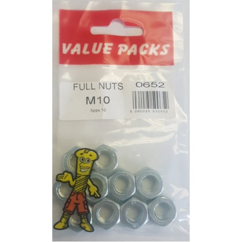 Fast Pak M10 HEX NUTS ZINC
