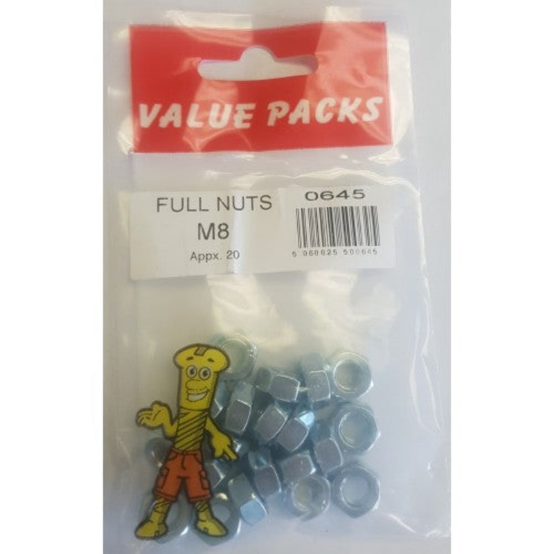 Fast Pak M8 HEX NUTS ZINC