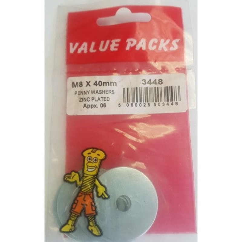 Fast Pak M8 x 1 1/2” PENNY WASHERS ZINC