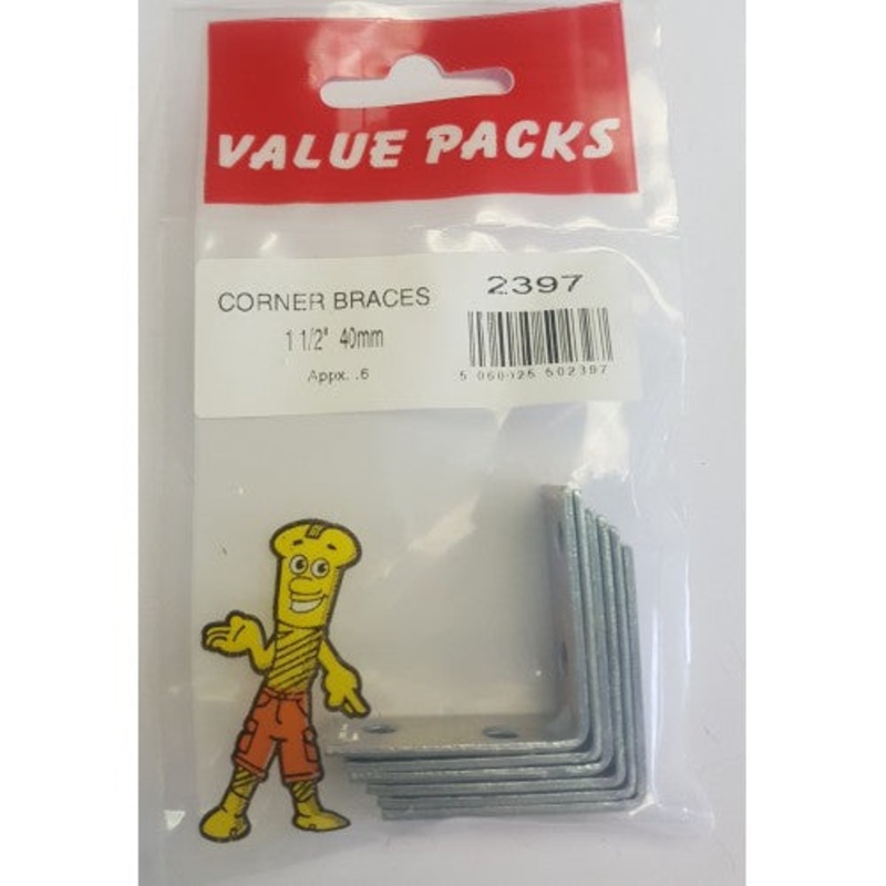 Fast Pak 1 1/2” 40mm CORNER BRACKETS ZINC