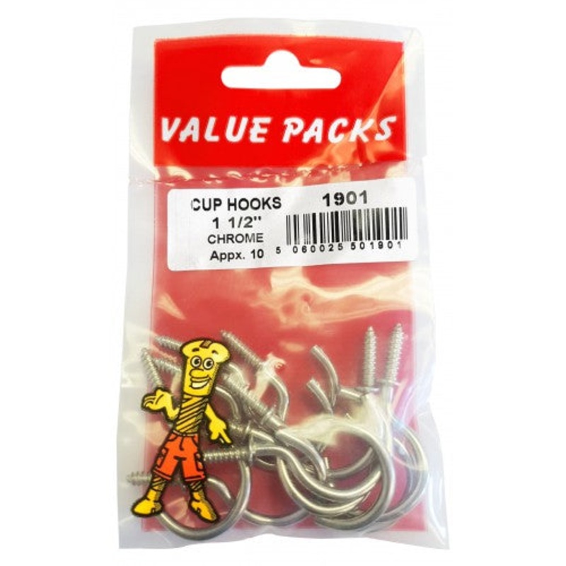 Fast Pak 1 1/2” ( 40mm ) CUP HOOKS CHROMED