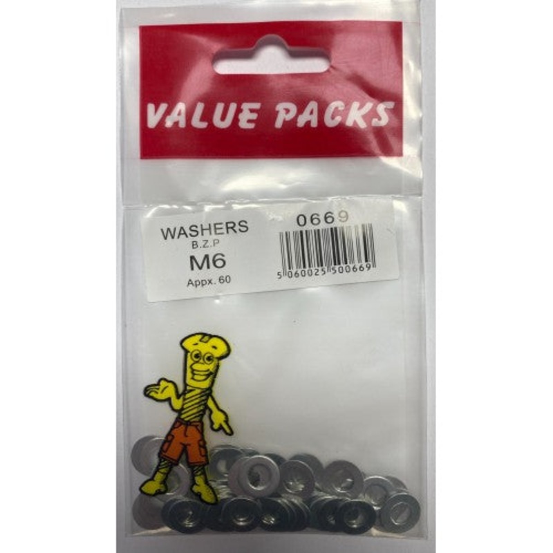 Fast Pak M6 STEEL WASHERS ZINC