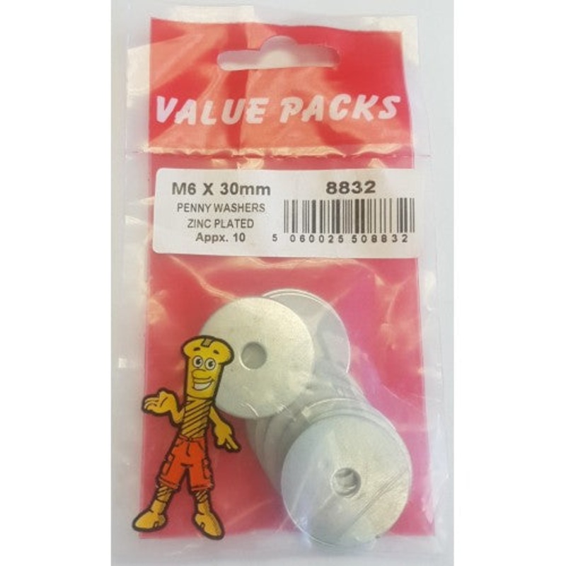 Fast Pak M6 x 1 1/4” PENNY WASHERS ZINC