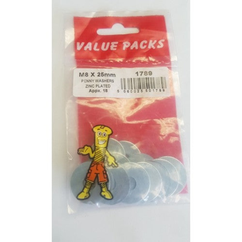Fast Pak M8 X 25mm PENNY WASHERS ZINC