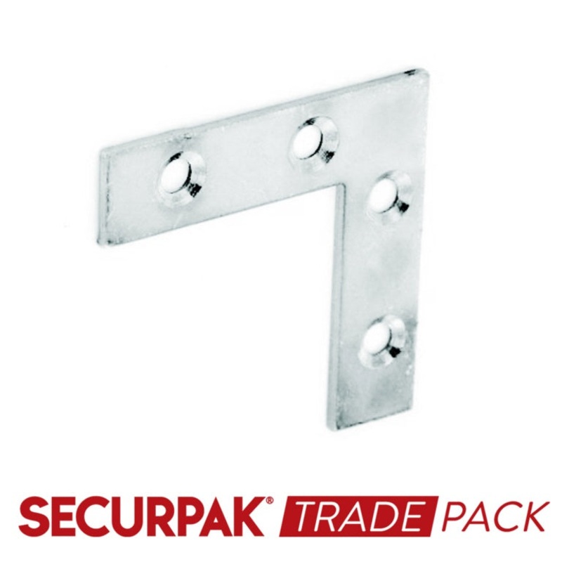 Securpak Corner Plate Zinc Plated 50mm 10 Pack