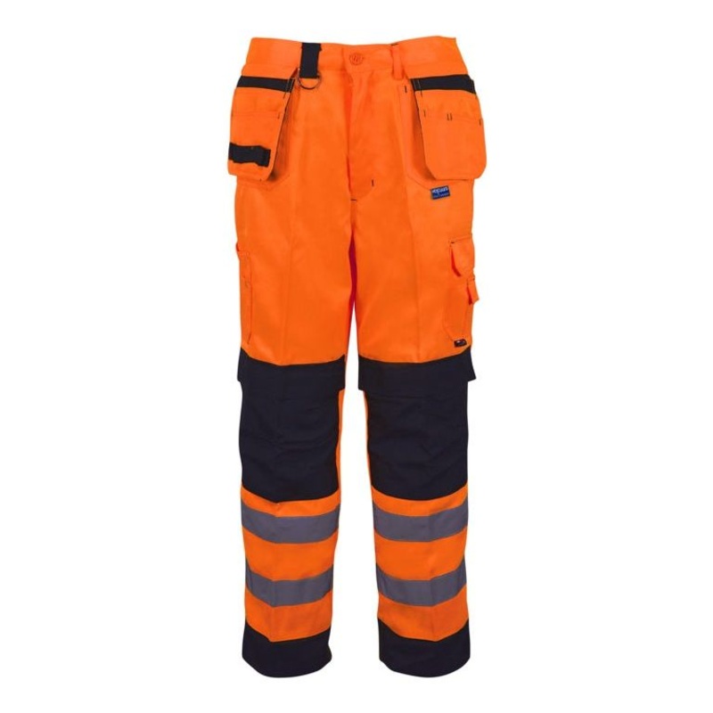 Black Knight Builders Hi Vis Trousers Orange & Black