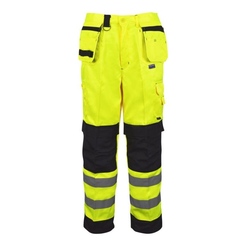 Black Knight Builders Hi Vis Trousers Yellow & Black