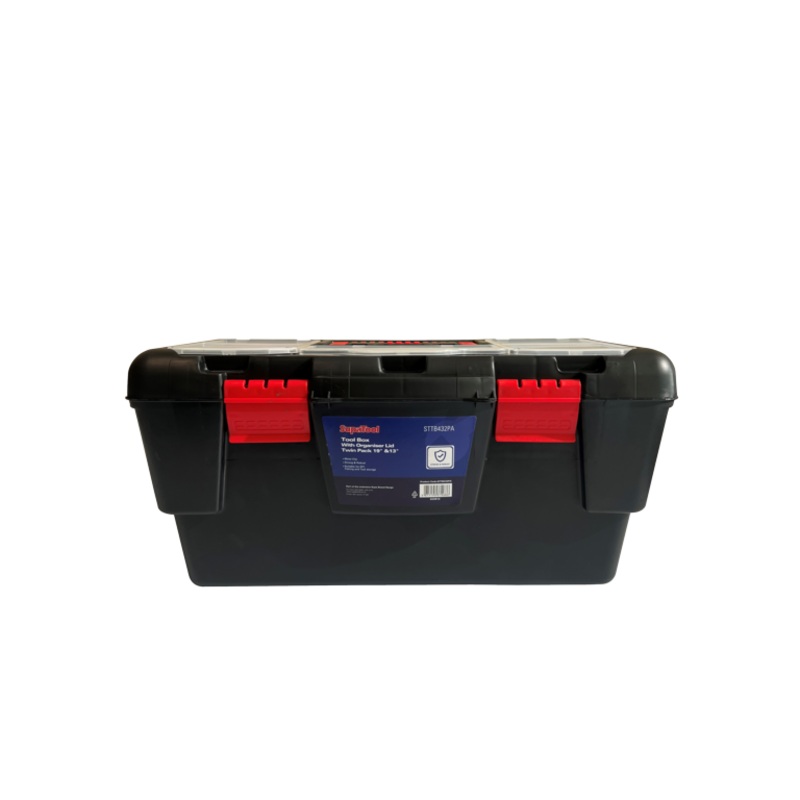 SupaTool Tool Box With Organiser Lid Twin Pack 13″ & 19″